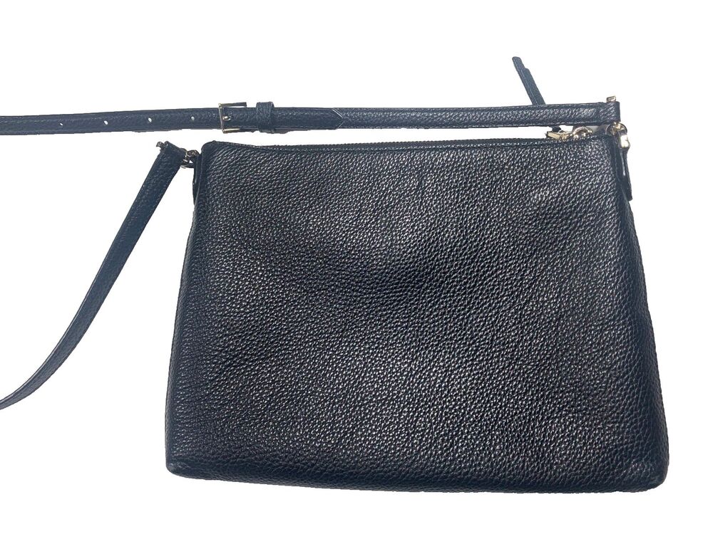 Kate Spade Medium Zip Black Pebbled Crossbody -Shoulder Bag EUC Clean - Picture 4 of 13